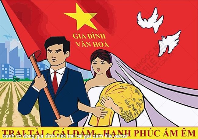 tranh co dong gia dinh viet trai tai gai dam file vector